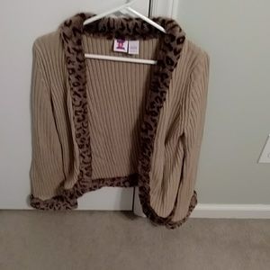 Sweater with animal print trim